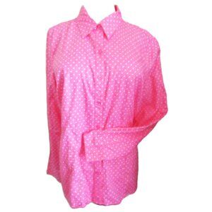 Chadwick long-sleeve blouse - pink w/white polka dots Sz 16